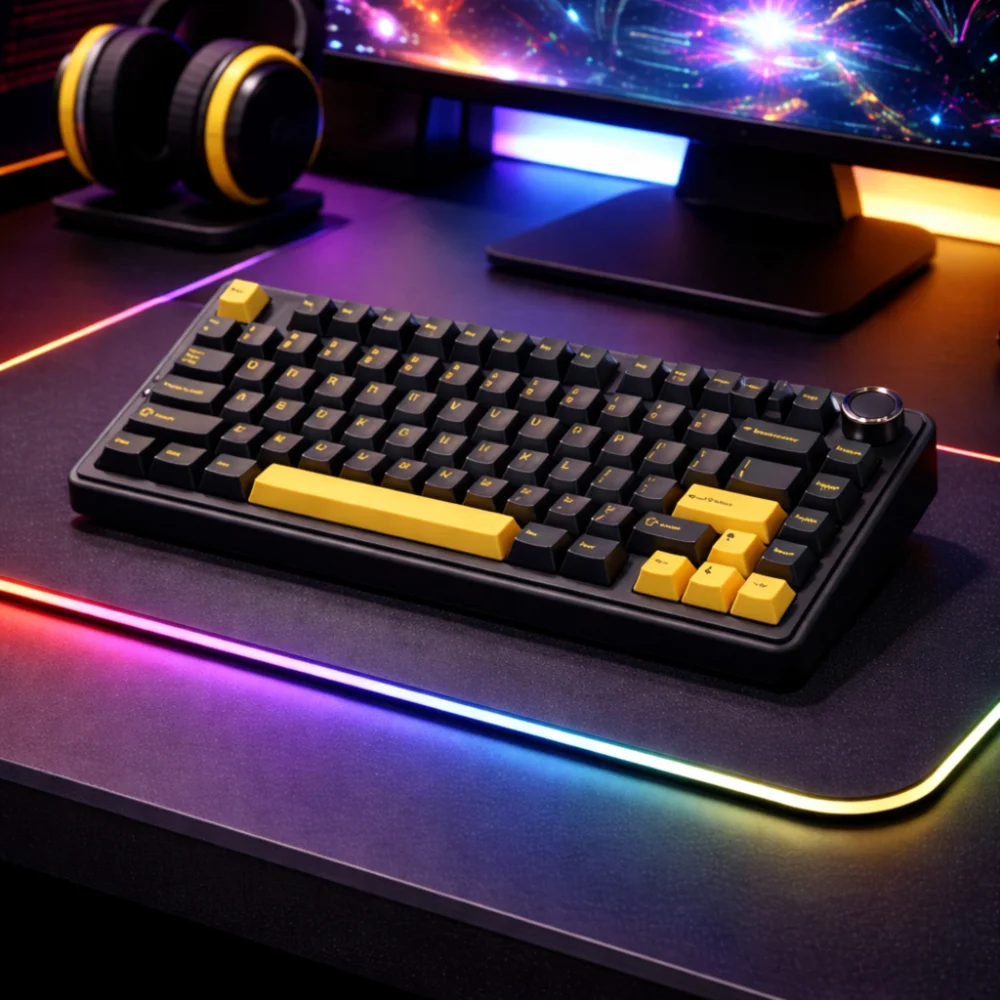 Imagem 4 de 5 do produto Teclado Mecânico Aula F75 Dark Azul Layout Americano Iluminação RGB Conexão Usb