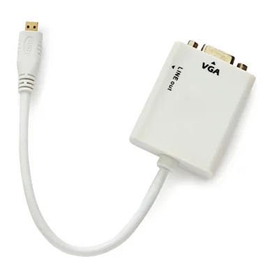 Cabo Adaptador Micro HDMI Para Vga Com Áudio, Branco