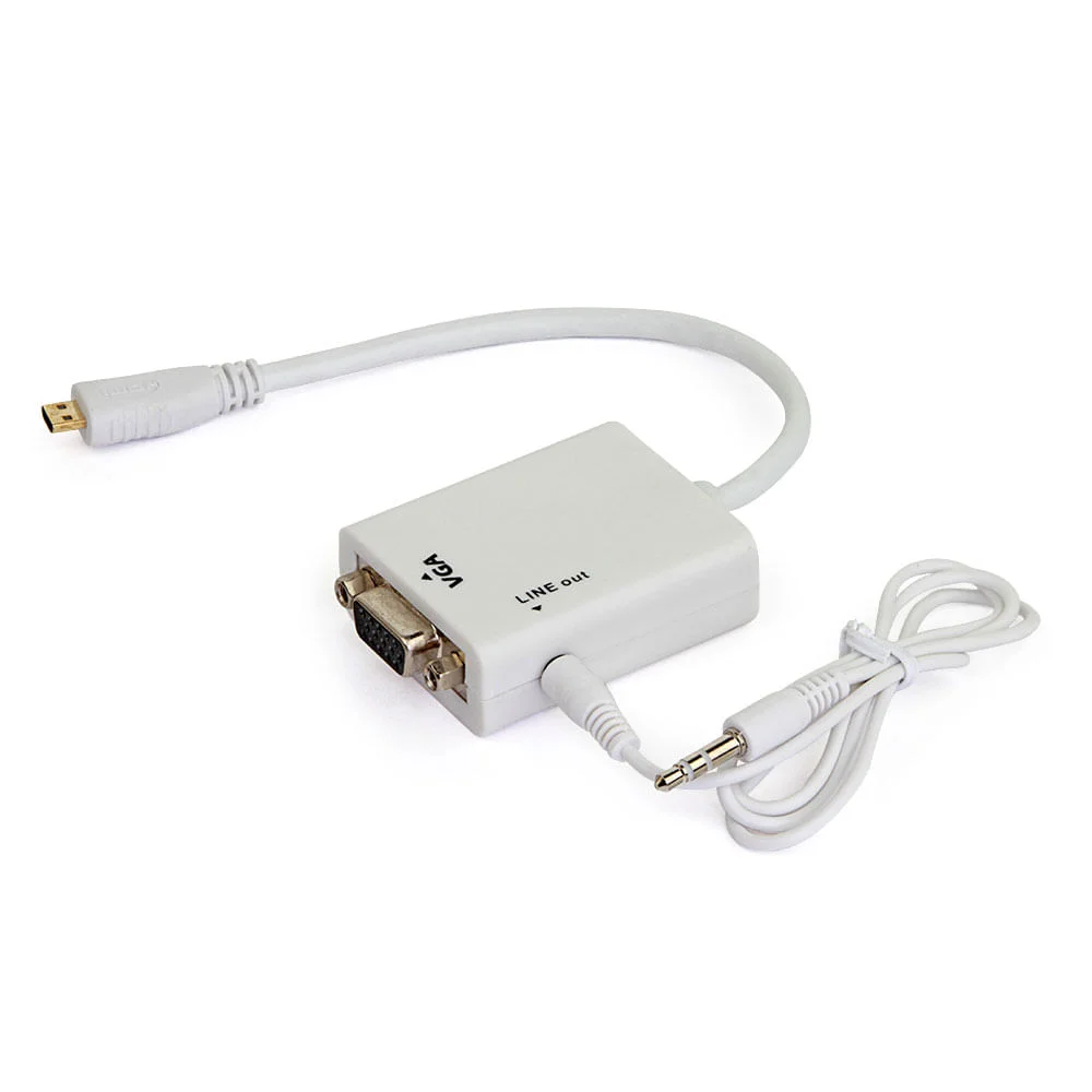 Imagem 3 de 3 do produto Cabo Adaptador Micro HDMI Para Vga Com Áudio, Branco