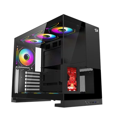 Gabinete Gamer Redragon Eternal Pro Preto Sem Fans Com Tela Lcd Ca-613b