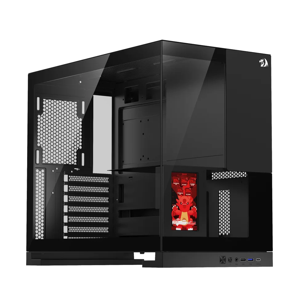 Imagem 2 de 5 do produto Gabinete Gamer Redragon Eternal Pro Preto Sem Fans Com Tela Lcd Ca-613b