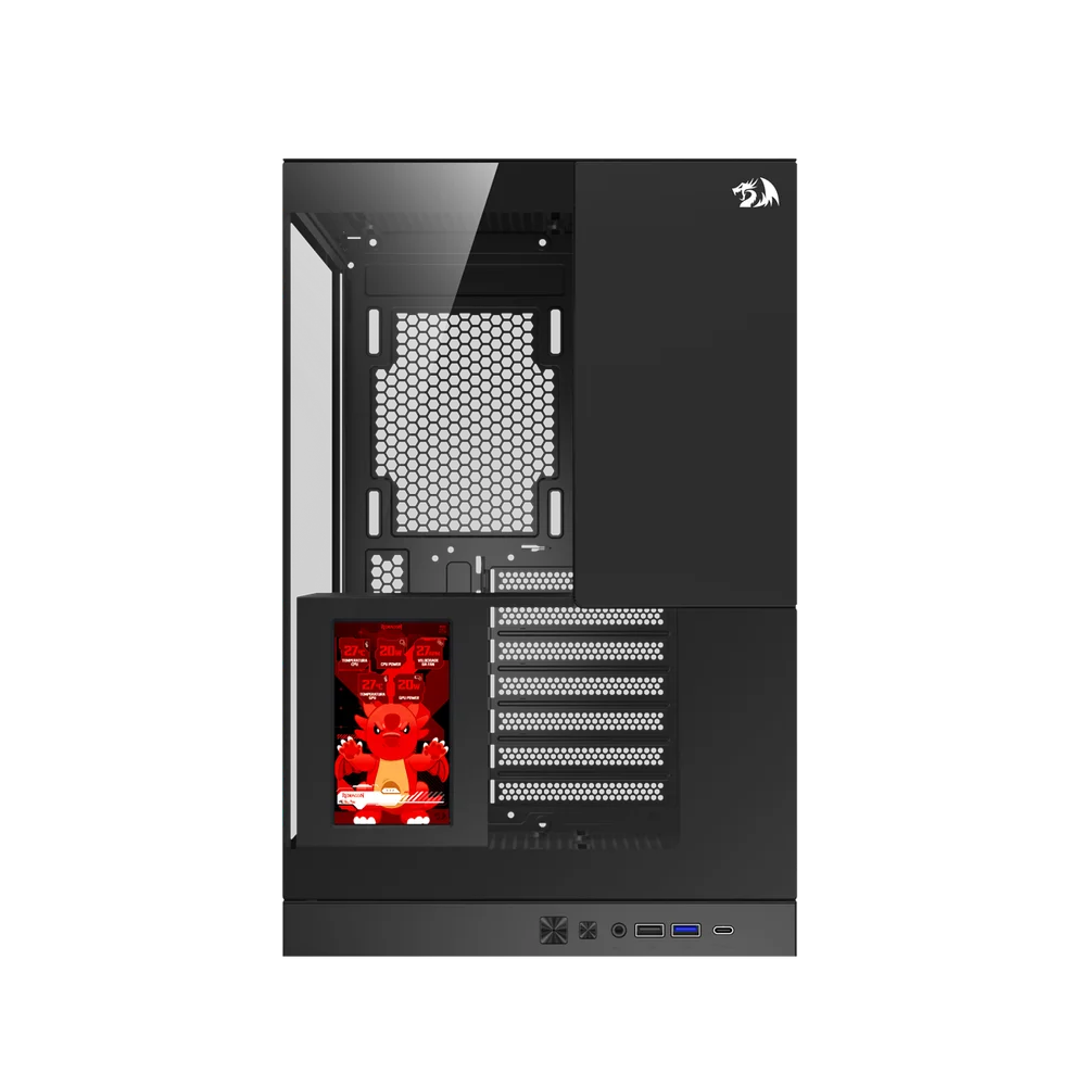 Imagem 3 de 5 do produto Gabinete Gamer Redragon Eternal Pro Preto Sem Fans Com Tela Lcd Ca-613b
