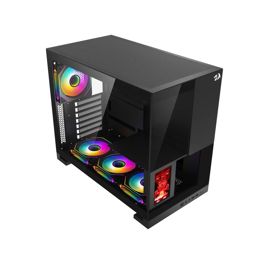 Imagem 4 de 5 do produto Gabinete Gamer Redragon Eternal Pro Preto Sem Fans Com Tela Lcd Ca-613b