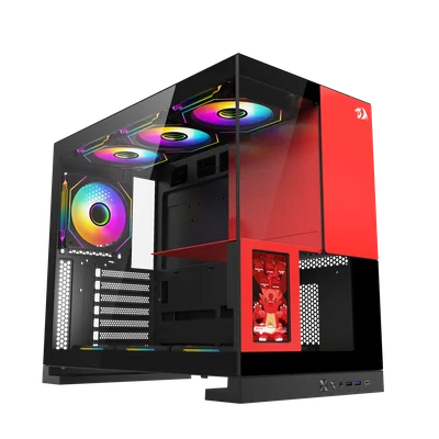 Gabinete Gamer Redragon Eternal Pro Preto E Vermelho Sem Fans Com Tela Lcd Ca-613br