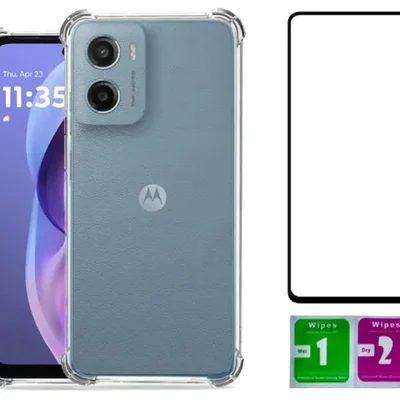 Capa Capinha Case Transparente Tpu  + Pelicula 3d De Vidro Para Moto G05