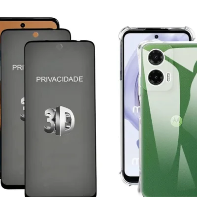Kit 2un Película 3d Privacidade + Capa Tpu Para Motorola Moto G35