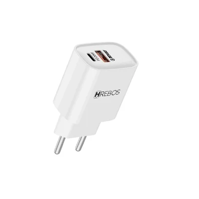 Carregador 20w Hrebos Crg-232 Rápido Usb-c + Usb-a Branco — foto 5