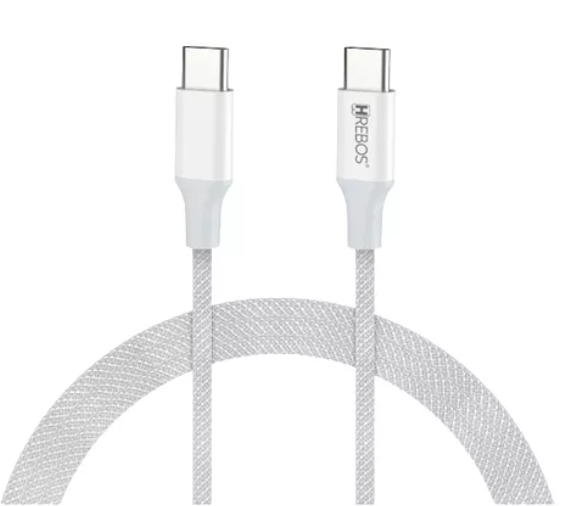 Cabo Usb-c Dual Tipo-c Reforçado Hrebos Premium White Braids 1.2 M