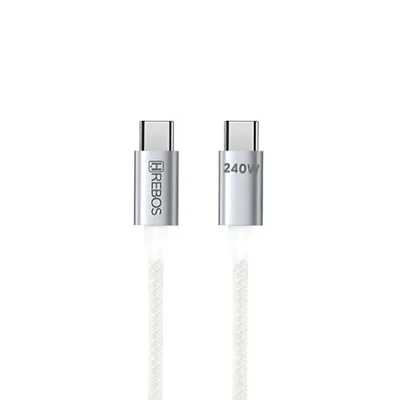 Cabo Pro Cable 240w Usb-c Branco Carregamento Super Rápido E Alta Potência   Hrebos