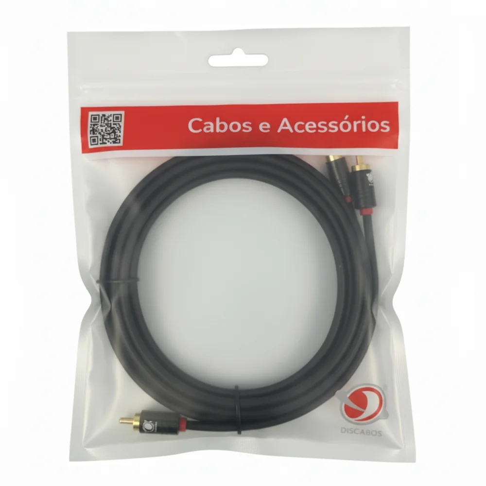 Imagem 2 de 3 do produto Cabo Rca 3 Metros Estereo Preto