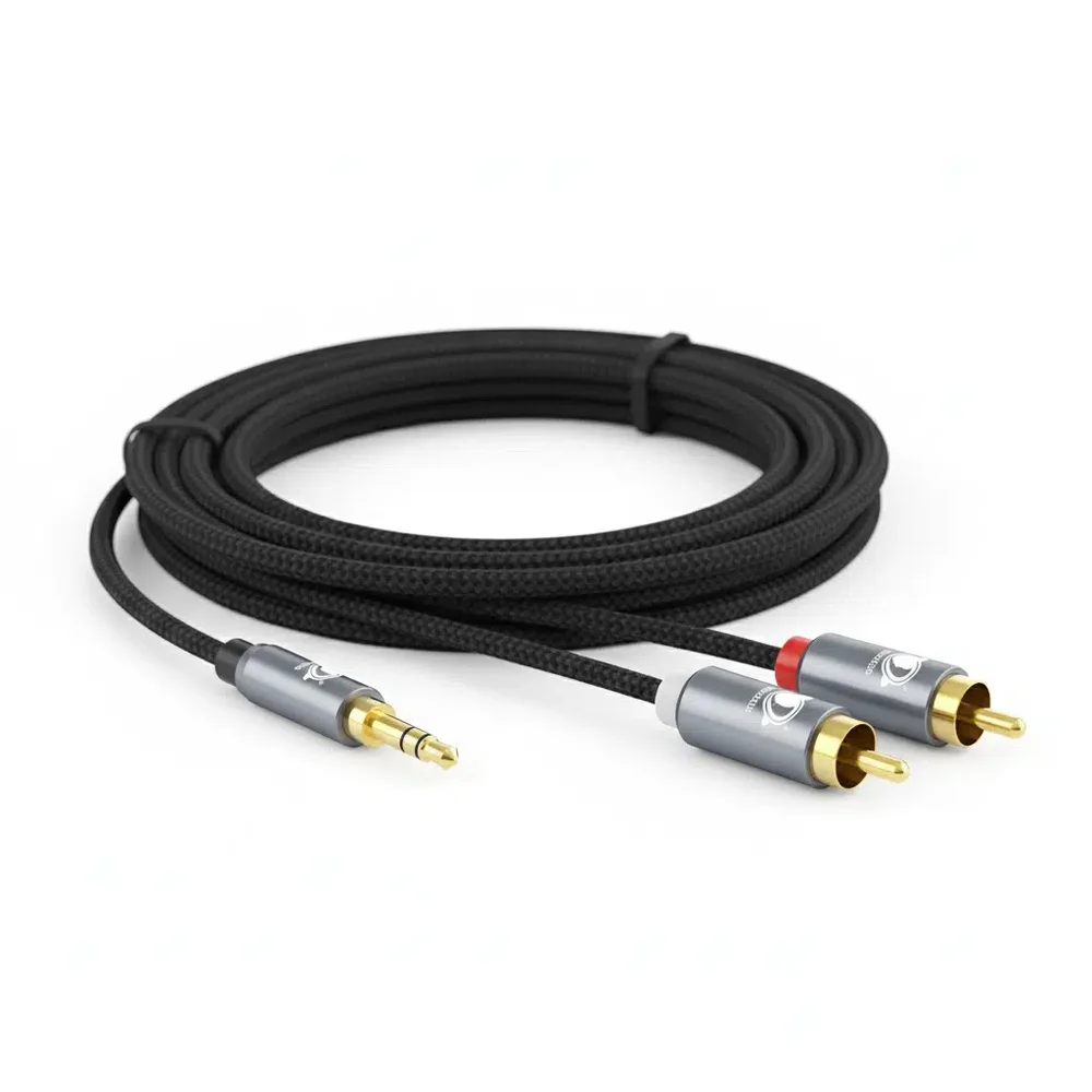 Imagem 2 de 3 do produto Cabo P2 Para Rca 5 Metros Estereo Preto Discabos