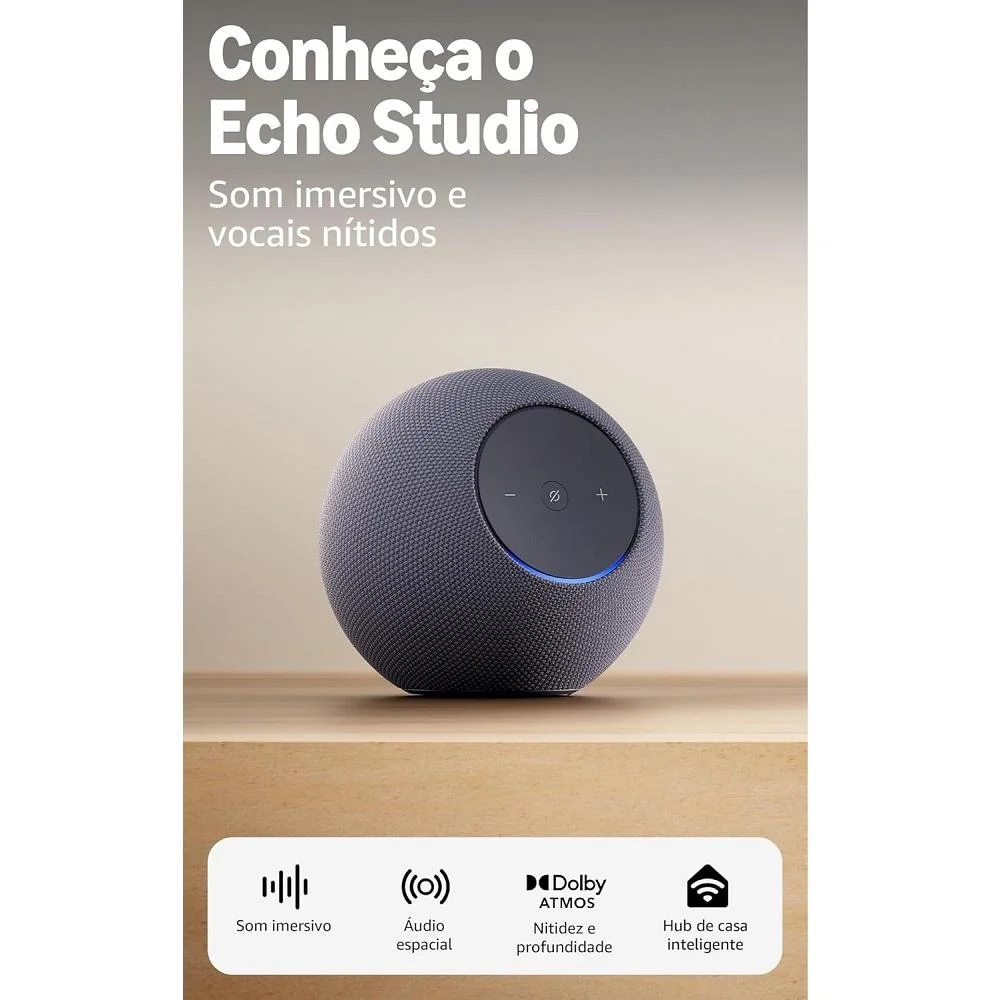 Imagem 4 de 5 do produto Echo Studio (geração Mais Recente), Com Design Compacto, Áudio Espacial Imersivo E Dolby Atmos, Cor Grafite, Amazon