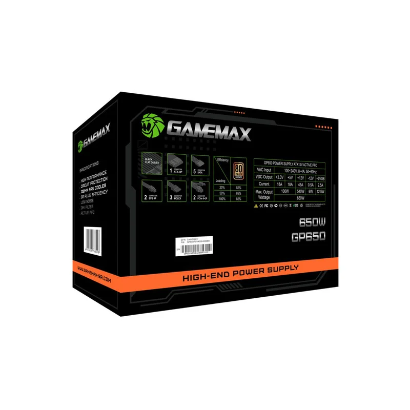 Imagem 2 de 5 do produto Fonte Atx 650w Gamemax Gp650 80 Plus Bronze