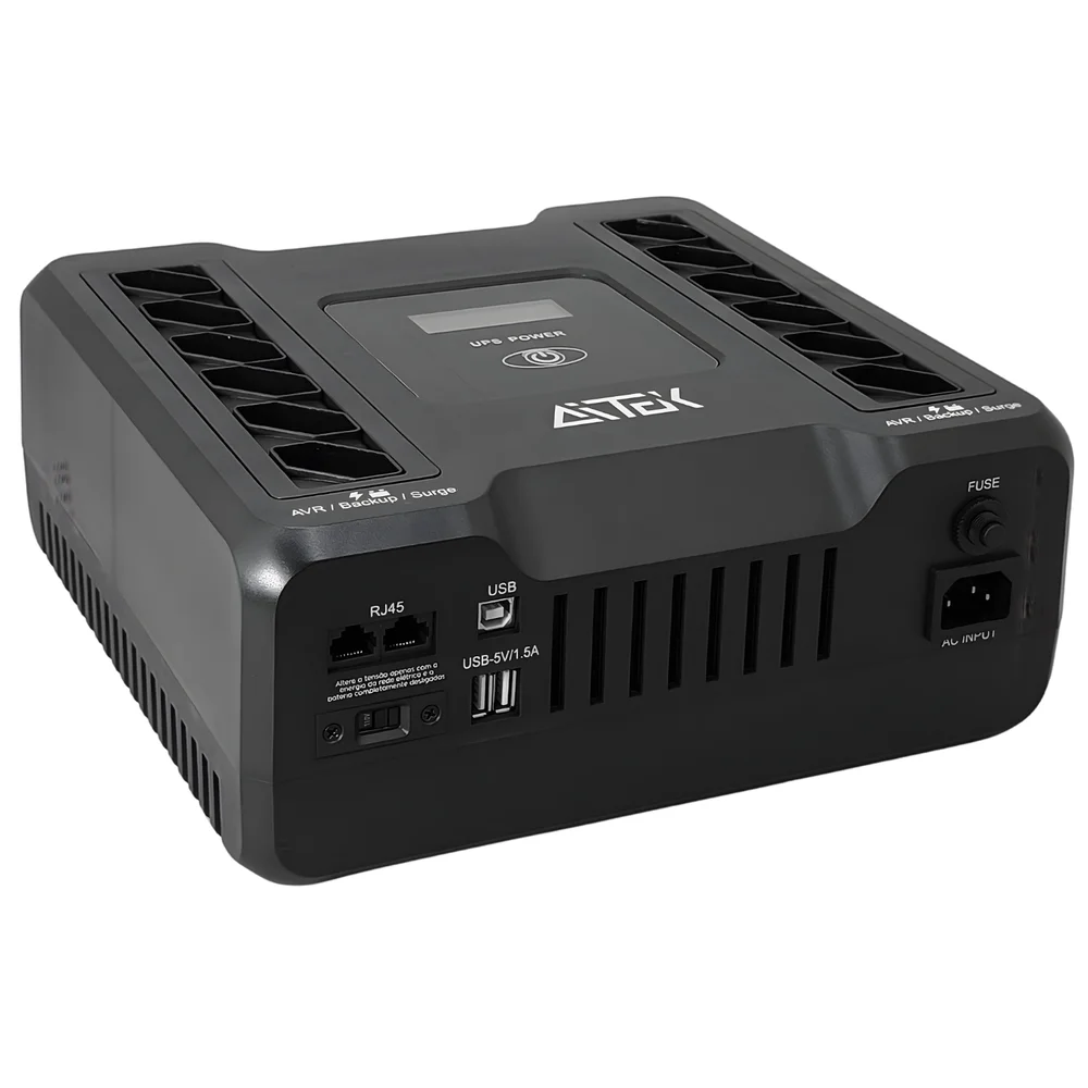 Imagem 4 de 5 do produto Nobreak 650va 360w Com Estabilizador Avr E Painel Lcd Multicolorido Senoidal Simulada Com Conexão Usb Para Computador