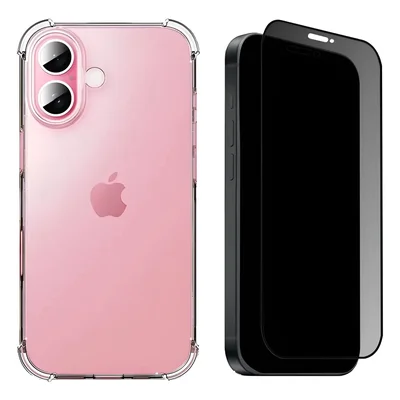 Capa Silicone + Película 3d Privacidade De Vidro Para Iphone 17