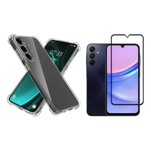 Imagem 2 de 5 do produto Pelicula De Vidro 3d Para Samsung Galaxy A15 + Capa Silicone Tpu