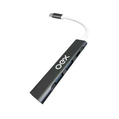 Hub Usb Tipo-c Com 3 Usb 3.0 E 1 Usb-c Prata Hb106