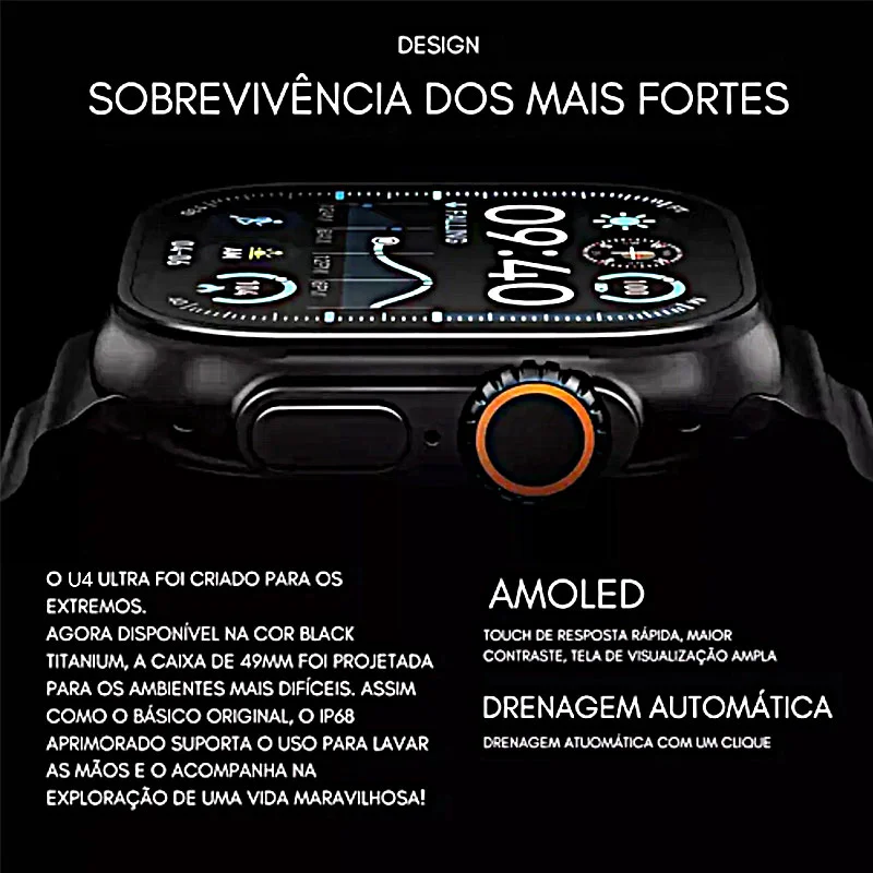 Imagem 5 de 5 do produto Smartwatch Microwear U4 Plus Serie 10 49mm 2gb Tela AmoLED Whatsapp Chatgpt Nfc Gps
