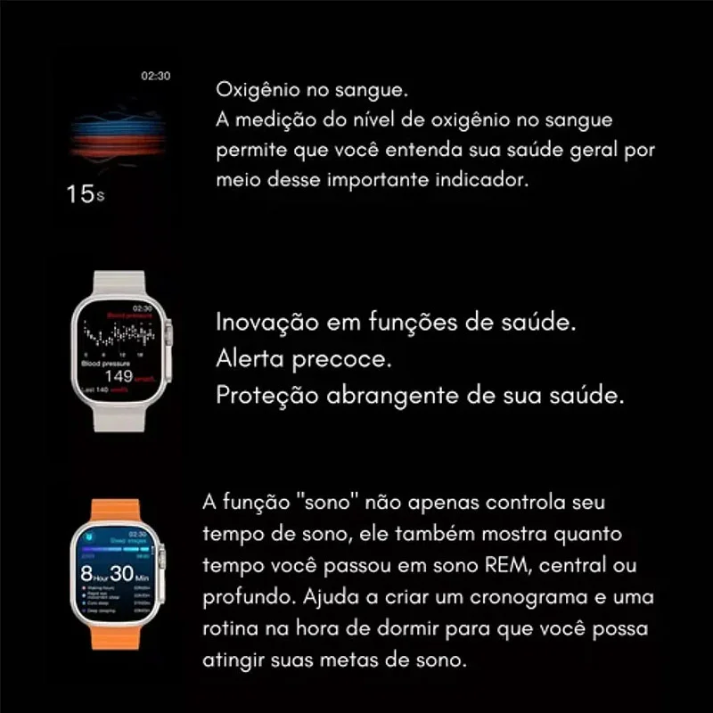 Imagem 3 de 5 do produto Smartwatch Microwear Ultra 4 Plus U4 49mm Serie 10 2gb Chatgpt Nfc Tela AmoLED Gps Whatsapp