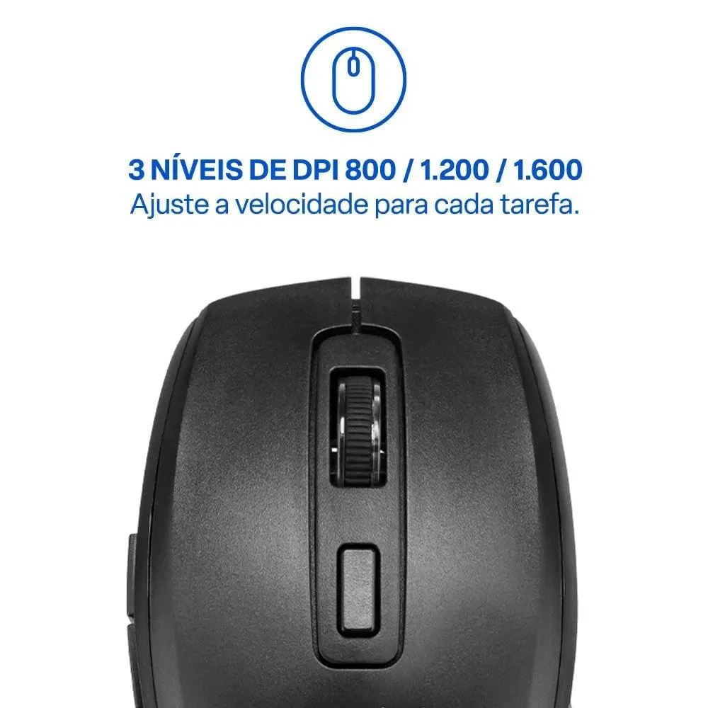 Imagem 3 de 5 do produto Mouse Multilaser Ms750 Mo403 C/6 Botões 1600dpi Preto