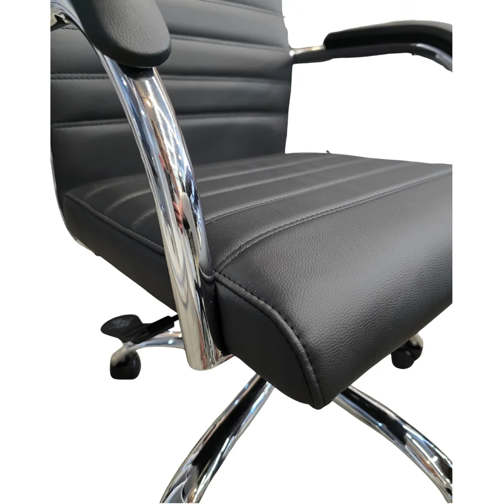 Imagem 5 de 5 do produto Cadeira Presidente Esteirinha Florença Relax Pu Preta -kit 2
