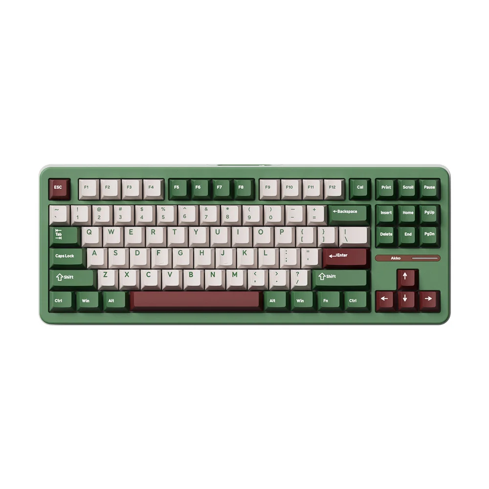 Teclado Mecanico Gamer Tac87 Matcha Red Bean RGB Wireless Switch Cilantro Tatil Akko Verde, Branco E Vermelho