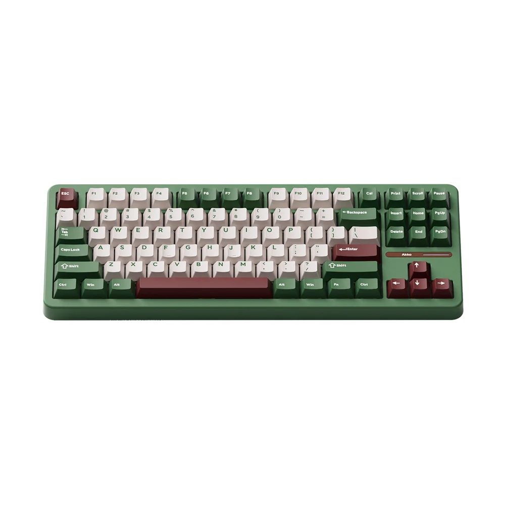 Teclado Mecanico Gamer Tac87 Matcha Red Bean RGB Wireless Switch Cilantro Tatil Akko Verde, Branco E Vermelho