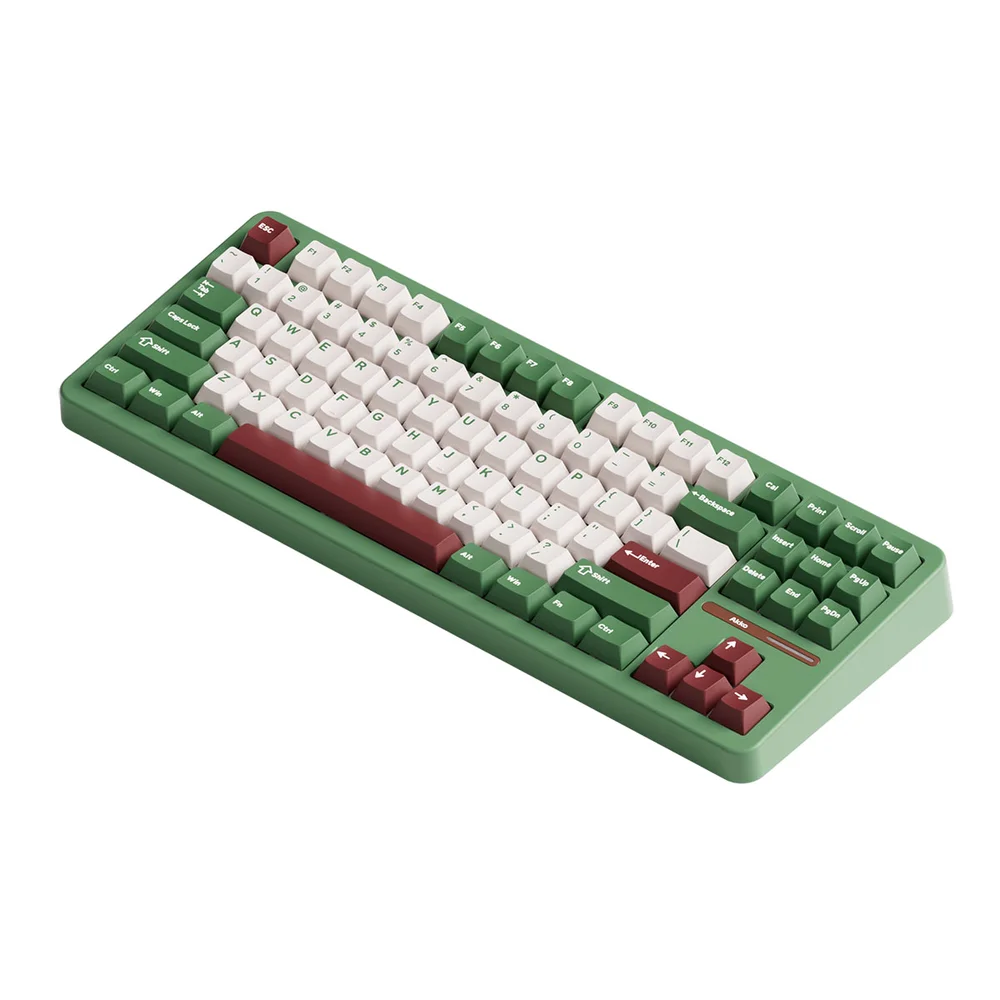 Teclado Mecanico Gamer Tac87 Matcha Red Bean RGB Wireless Switch Cilantro Tatil Akko Verde, Branco E Vermelho
