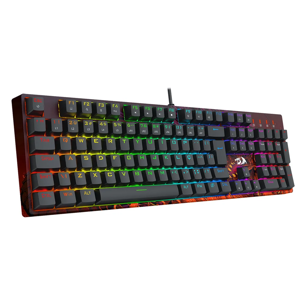 Teclado Optico Gamer Infernal Dragon Viserion RGB Dust-proof Switch Brown Redragon Id582 V2 Preto
