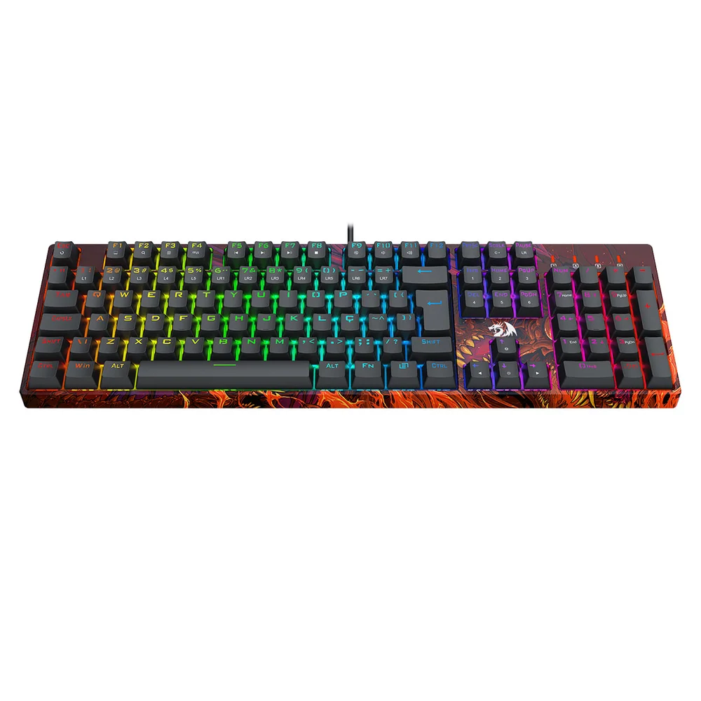 Teclado Optico Gamer Infernal Dragon Viserion RGB Dust-proof Switch Brown Redragon Id582 V2 Preto