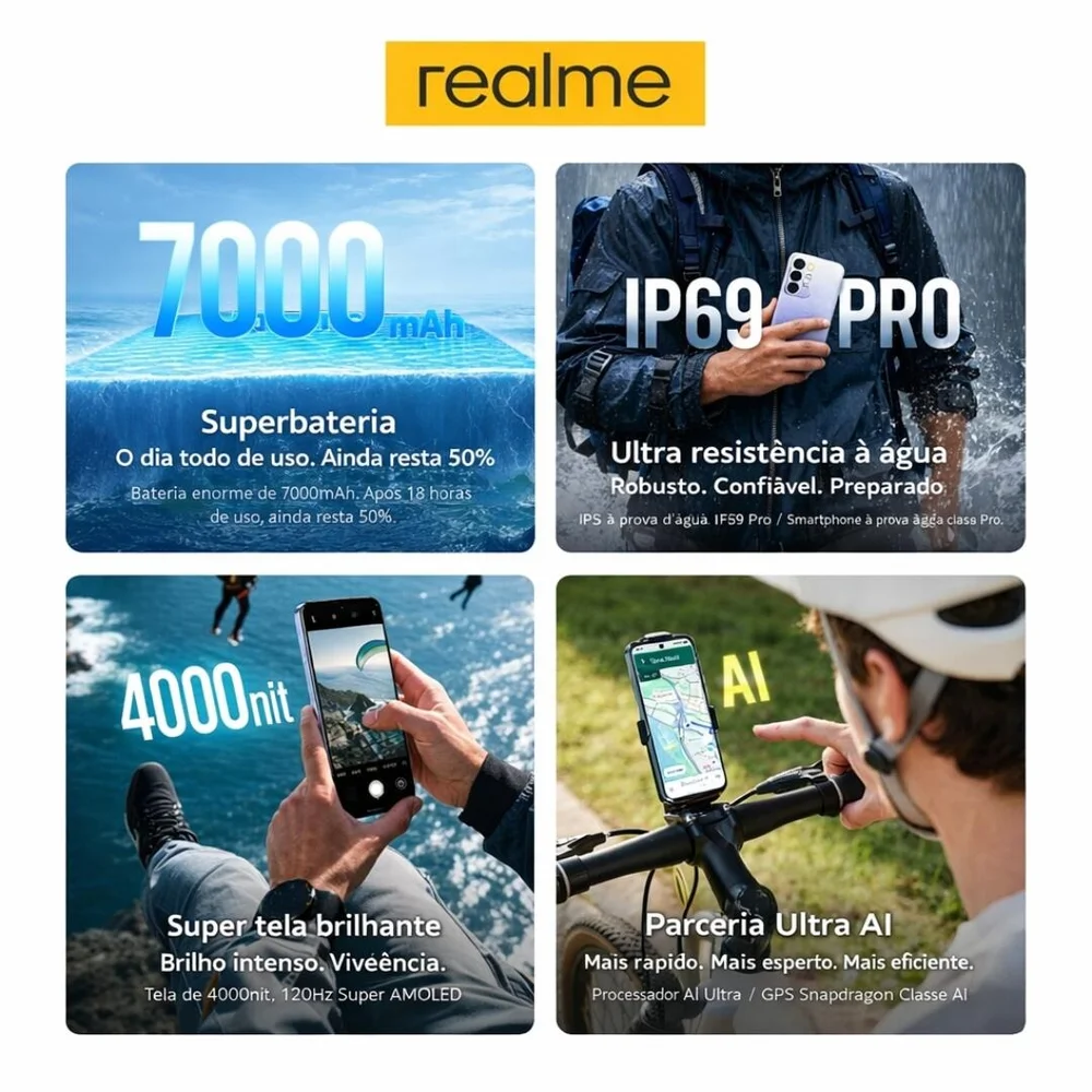 Imagem 5 de 5 do produto Celular Smartphone Realme C85 Pro 256gb 8GB Ram Dual Sim Bateria 7000mah Ip69 Pro - Lilas