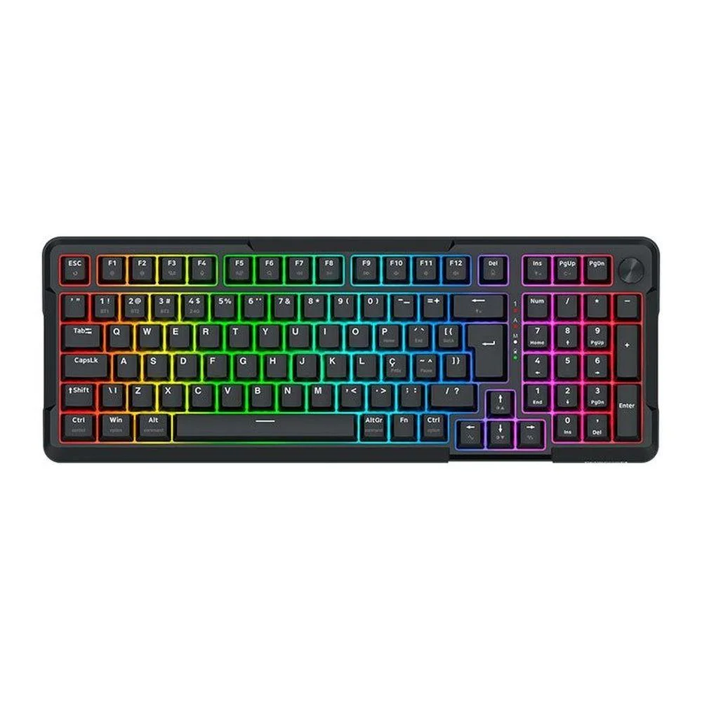 Teclado Mecânico Redragon Arlokks, RGB, Abnt2, Switch Rpc Linear, Tri-mode, Preto