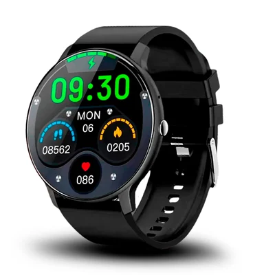 Relógio Smartwatch Redondo L95 Prova D'água 45mm Chamadas Nf Cor:preto