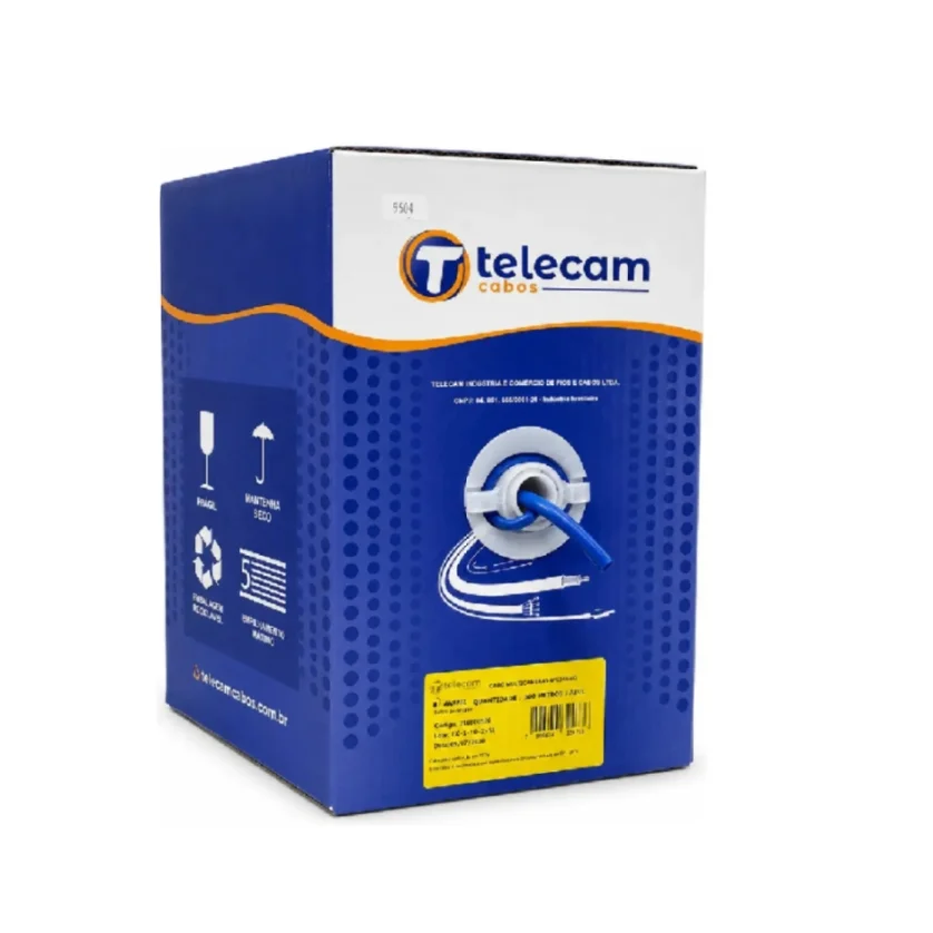 Imagem 2 de 3 do produto Cabo De Rede Telecam Lan 4p Cat5 300 Metros 4px24awg Azul