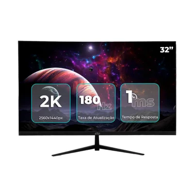 Monitor Gamer Curvo 32 Pol 2k Qhd, 180hz, 1ms, Freesync E G-sync, Painel Va, HDMI/dp, Vesa Ideal Para Fps E Esports