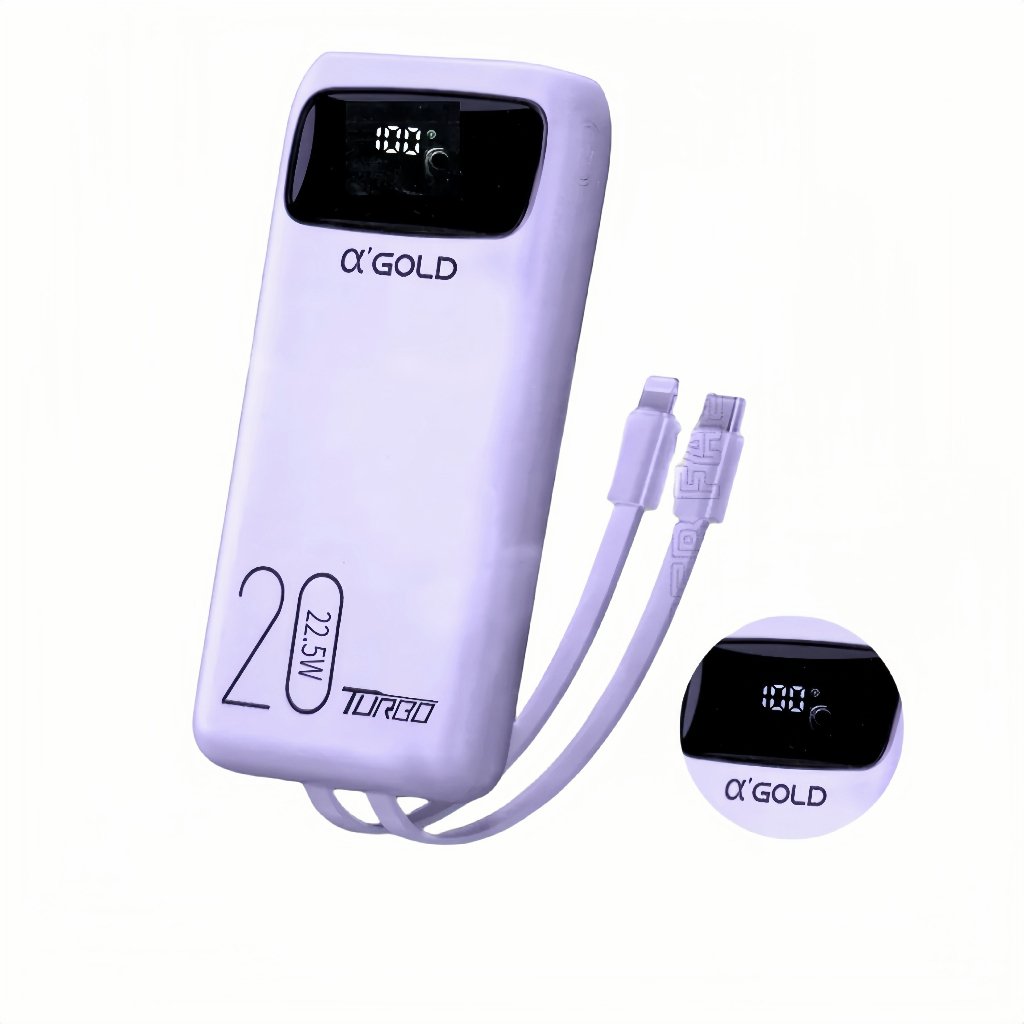 Power Bank Carregador Portátil 20.000mah Turbo 22.5w Agold Bte-38 Roxo