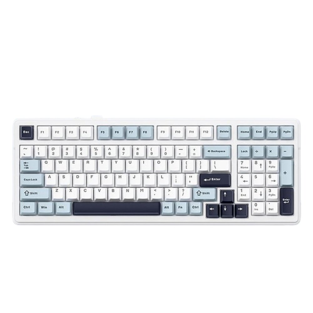 Teclado Mecânico Aula F99 Tri-mode 99 Teclas RGB Hot-swap Branco e Azul