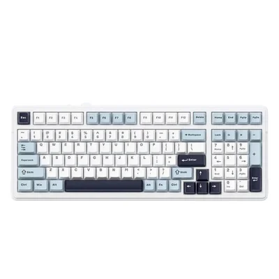 Teclado Mecânico Aula F99 Tri-mode 99 Teclas RGB Hot-swap Branco e Azul