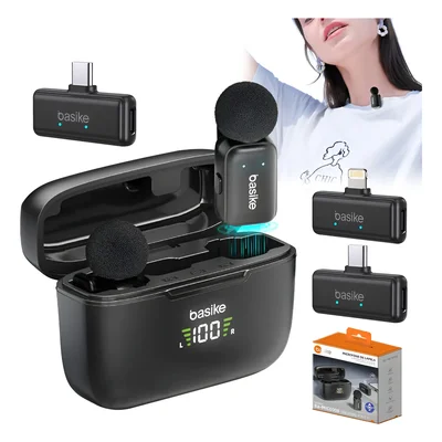 Microfone Lapela Profissional Duplo Anti Ruído (tipo-c)