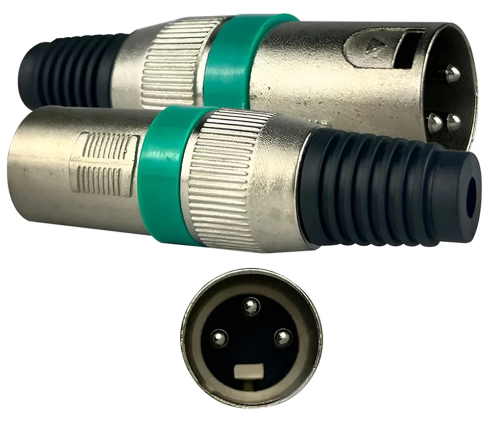 Imagem 3 de 5 do produto Cannon Xlr Macho Conector 3 Pinos Verde Profissional Kit 2