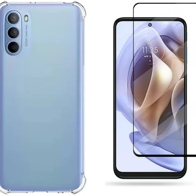Kit Película 3d De Vidro  + Capa Transparente Anti Impacto Moto G31