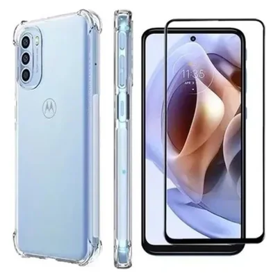Kit Capa Transparente + Película 3d De Vidro Para Motorola Moto G41