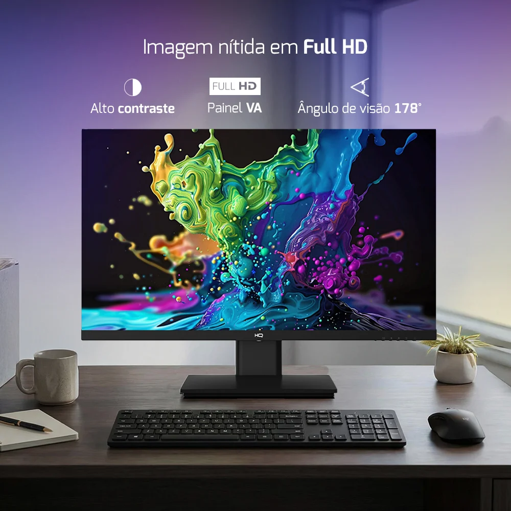 Imagem 4 de 5 do produto Monitor 24" Hq Pro, 100hz, Fullhd+ 1920x1080, Widescreen, HDMI, Vga, Vesa, Ajuste De Inclinação - M24100hq