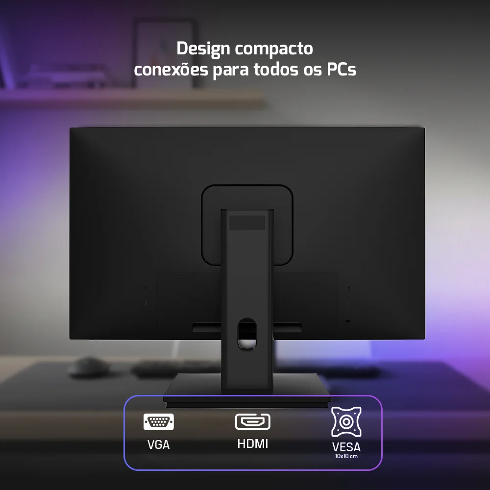 Imagem 5 de 5 do produto Monitor 24" Hq Pro, 100hz, Fullhd+ 1920x1080, Widescreen, HDMI, Vga, Vesa, Ajuste De Inclinação - M24100hq
