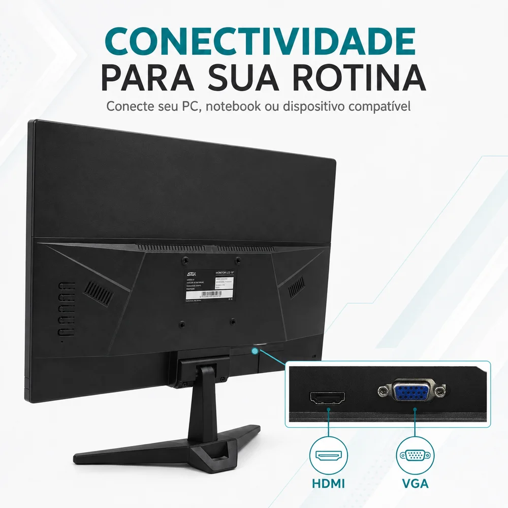 Monitor 19" LED Full HD 60Hz 5ms HDMI VGA VESA Aitek AMO1019LITE