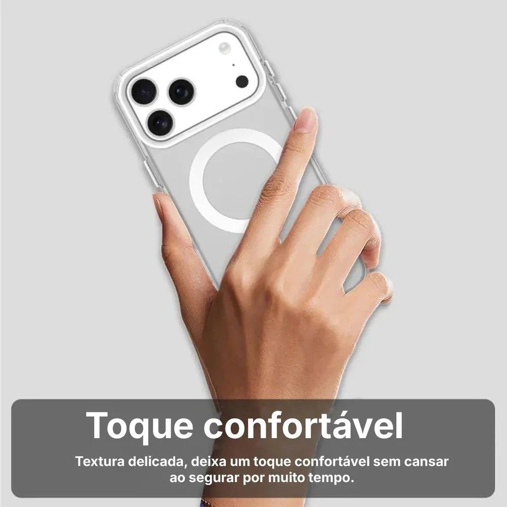 Imagem 2 de 5 do produto Capa Capinha Mag Safe Premium Para Iphone 17 Pro Max Transparente