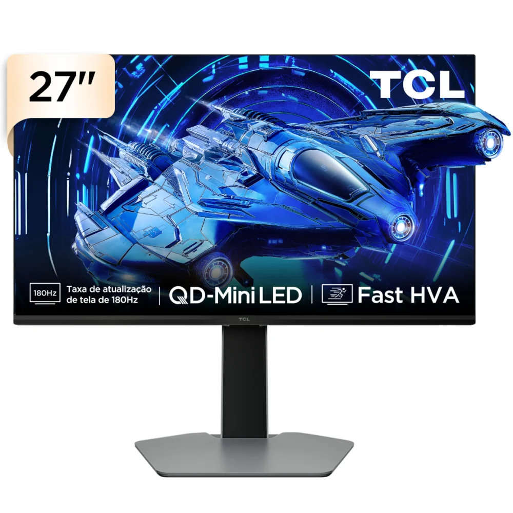 Monitor Gamer TCL 27 Polegadas QLED Mini LED QHD G64 180Hz 1ms (GtG) Freesync HDR 600 nits 27G64 Monitor Gamer TCL 27 Polegadas QLED Mini LED QHD G64 180Hz 1ms (GtG) Freesync HDR 600 nits 27G64