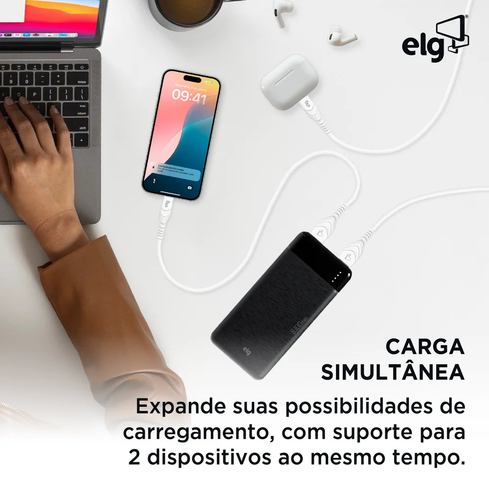 Imagem 5 de 5 do produto Power Bank Carregador Portátil, LED Indicador, 8100mah 10.5w, Turbo, Preto, Pb81bk, Elg