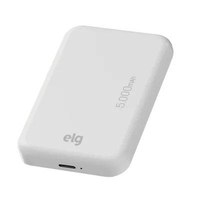 Power Bank Carregador Portátil, Magsafe, 5000mah 5w, Turbo, Indução, Branco, Pbw5, Elg