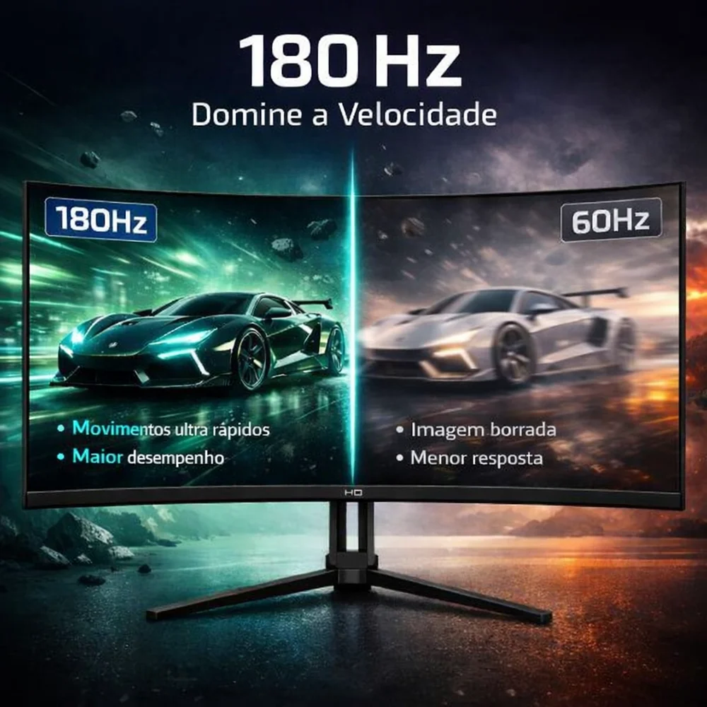 Imagem 2 de 5 do produto Monitor Gamer Hq Ultra 32" Curvo 1ms, 180hz, Quad Hd (qhd) - 2560x1440, Amd Freesync, HDMI, Dp, Hq32c180